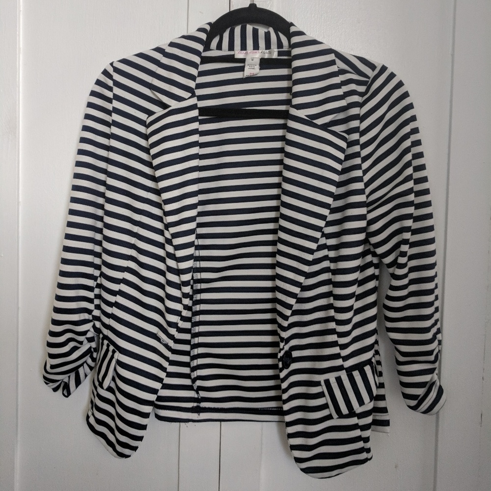 Blue & White Striped Lightweight Blazer